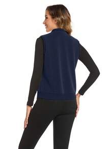 cimmuovere 女士保暖羊毛背心，带口袋，V 领，舒适的日常通勤穿着，适用于手术室、护士制服、医疗保健、牙科、宠物医院、实验室