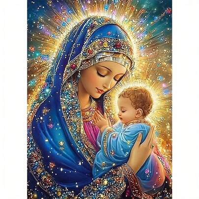 大尺寸 30x40cm-11.8x15.7 英寸/40x50cm-15.7x19.7 英寸无框 DIY 5D 圆形钻石画、处女、全水钻画、方形圆形钻石画套件、手工制作的家庭办公室墙面装饰礼物