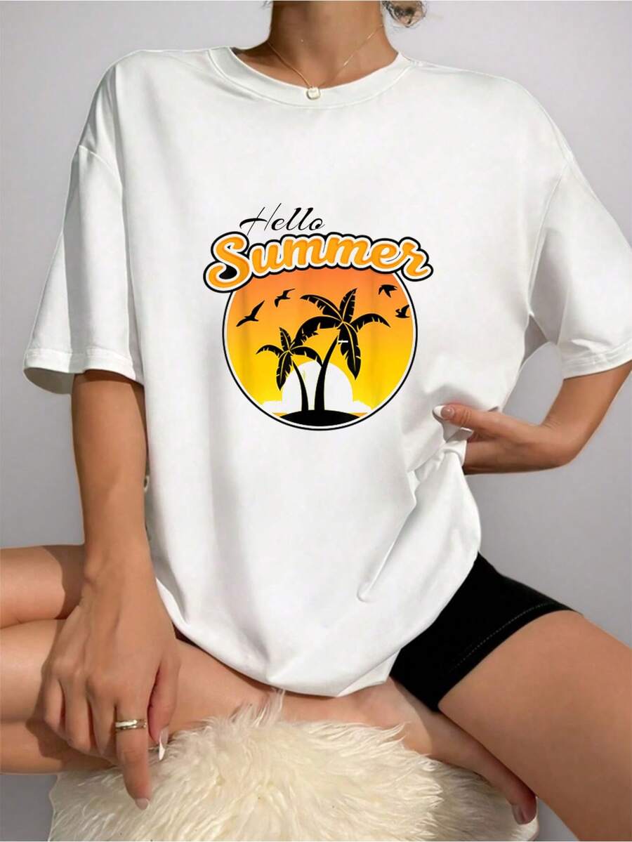 Hello Summer Retro Beach Vacation Tee Men Women Girls Kids-Shirt Summer Ladies' Choice-Shirt Women - trắng - Xem 1