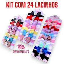 Kit 24 Faixas Laço para Bebê | Tiaras Confortáveis RN Menina | Acessório Infantil - several - Visão 1