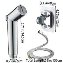 3-teiliges Sprühpistolen-Set mit 1,5 m Silberschlauch und silberner schraubloser Halterung, wandmontierter Handbrause, einfache Bedienung, zuverlässiges Material, Mehrzweckverwendung, schnelle Installation, Sprühkopf - Haustierwaschanlage mit Griff