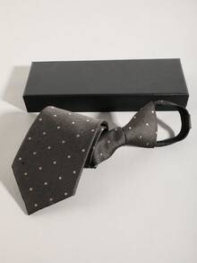 1 件男士时尚波尔卡圆点拉链领带，酒红色/海军蓝/卡其色/棕色，方便的领带选择