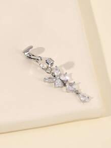 1pc Silver Non-Piercing Butterfly Fake Belly Button Piercing Clip On Fake Piercing Suitable For Daily Wear By Women - Silver - View 4