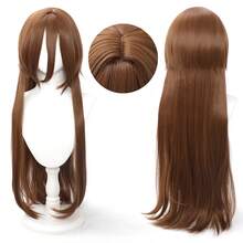 YEWELL 26 Inch Jellyfish Straight Bangs Wig, Synthetic Heat Resistant Wig, Pink, Blue, Green, Black, Gold, White Long Straight Hair Wig, Suitable For Women, Easy To Manage Synthetic Heat Resistant Wig, Middle Part Straight Hair Wig, Natural Soft Fiber Wig, Suitable For Women's Daily Wear - Multicolor - View 1