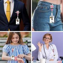 Cute Cow Retractable Badge Holders, Id Badge Holders Retractable Clip Badge Reel Holder With Clip ID Card Holders Acrylic Badge Reel For Nurses Doctor Office Workers Students-225505