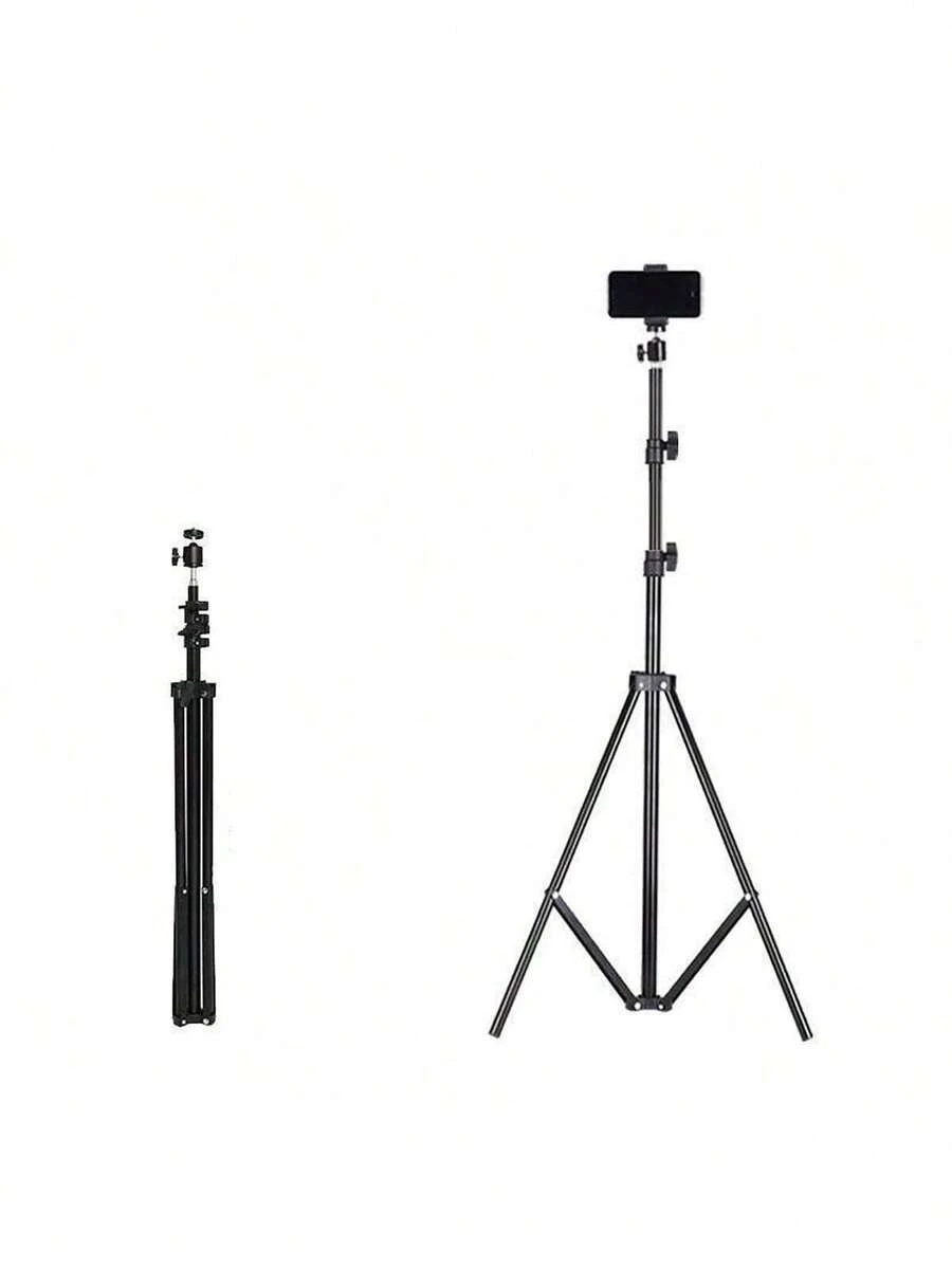 Adjustable Universal Tripod With Cell Phone Holder And Ring Light 2.1 Meters - Black - View 1