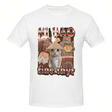 Ni Hao Fine Shyt Meme For  Wo Printed T Shirts Funny T Bootleg Wo ClothesClic Fit 27 - 白色9 - 查看 1