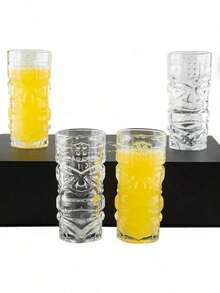 Pahar Tiki transparent, 1 buc - 450 ml - Perfect pentru cocktailuri exotice, limonadă, ceai cu gheață, băuturi mixte - Exotic Zombie, rom, Mai Tai, Colada, Punch, Hurricane, articole de bar