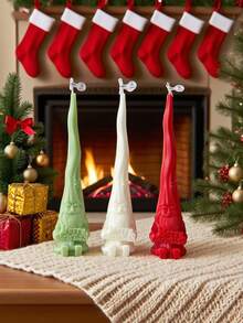 Long Santa Claus Pillar Aromatherapy Candles, Festive Atmosphere Decorative Ornament, Festive Gifts, Christmas Candles, Handmade Bean Wax Aromatherapy Candles, Can Burn For 10 Hours, Smoke Free Burning, Creative Decoration Aromatherapy Candles, Room Decoration, Table Decoration, Home Decoration, Festive Gifts