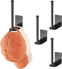 4 Pack Hat Racks For Baseball Caps, Stainless Steel Hat Organizer For Baseball Cap, Hat Holder Storage Organizer, H At Hanger Strong Adhesive/Wall Dril For Door, Bedroom, Closet( 6 In) - Black - View 11