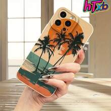 Funda para teléfono 1 pieza Diseño de coco ondulado TPU Cobertura total Ojo blanco Auténtica cubierta mate resistente a los golpes Protector de lente 16 Pro, SE4/16E, 16, 15 Pro, 14 Plus, 13, 12 Pro, 11 Pro, X, XS, S22, S23, S24, S23 Ultra, S25. - Blanco - Ver 3