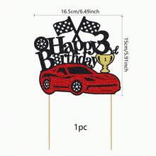 1 Buah Hiasan Kue Ulang Tahun Mobil Balap, Bendera Berkilau, Piala Balap, Tusuk Kue Mobil Balap untuk Tema Balapan Pesta Ulang Tahun ke-1-10 - MultiWarna - View 3