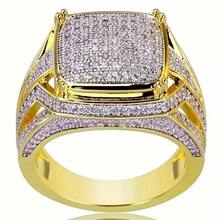 Fashion Men's Square Punk Zirconia Ring, Hip Hop Cubic Zirconia Men's Ring - 8 - 查看 3