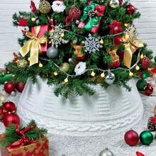 1 Stück Weihnachtsbaum Umrandung, luxuriöser, retro burgunderroter gestrickter Weihnachtsbaum Rock Basis - weich, stabil, elegant, Landhausflair für Outdoor - ideal für Familien-Urlaubsdekoration und festliche Atmosphäre - Verschiedenfarbig - Übersicht 8