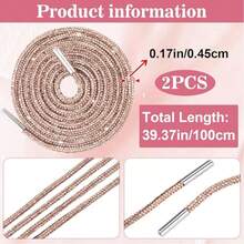 1 par de cordones de 120 cm de color champán con adornos de rhinestone. Cordones deportivos DIY elegantes adecuados para zapatillas y zapatos casuales.