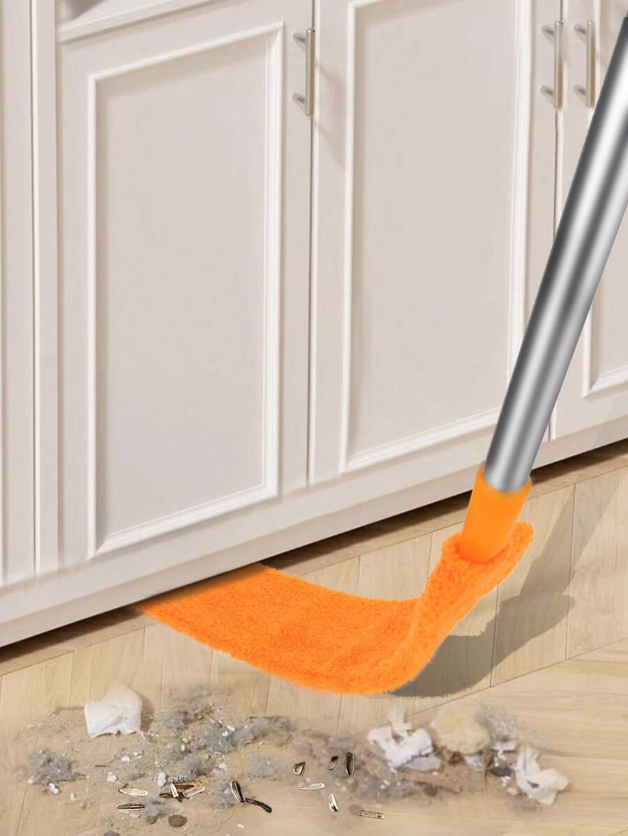 1pc Extendable Bed Cleaning Duster, Household Dust Cleaner Tool For Bed Frame, Sofa, Furniture Crevices - Orange - View 1