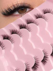 7对猫眼假睫毛，透明睫毛柄，蓬松柔软3D仿貂毛猫眼假睫毛，打造自然柔和的妆容 - 眼尾拉長款 - 查看 2