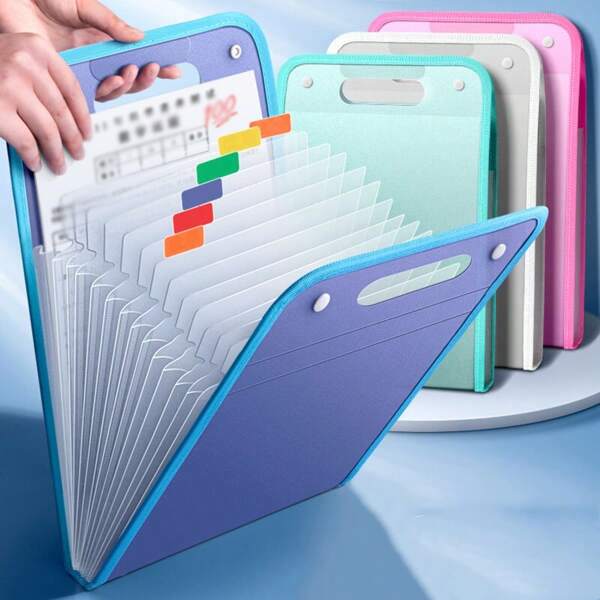 Organizador de archivos expandible de 13 bolsillos - Portadocumentos A4 con asas para la escuela, la oficina y el hogar | Carpeta acordeón vertical, sistema de archivado portátil para papeles, recibos y registros