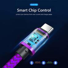 60W USB 轉 Type-C 快充傳輸線，尼龍編織 USB-A 轉 USB-C 充電線，適用 Galaxy S26/S25/S24/S23/S22/S21/S20 手機充電線，1條/3條，萬聖節禮物/聖誕禮物 - 紫色 - 查看 5