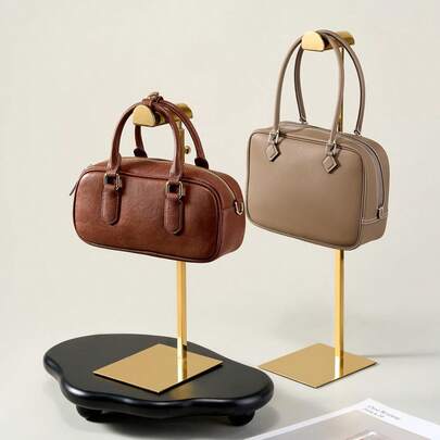 2 pièces Support de présentation de sac à main en acier inoxydable | Crochet finition miroir en or titane | Support de bureau réglable en hauteur, convient pour la maison / le magasin / la boutique | Facile à installer et à démonter, résistant à la rouille