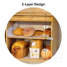 Double Layer Bread Storage Box, Compact Storage Box, Bamboo Kitchen Wooden