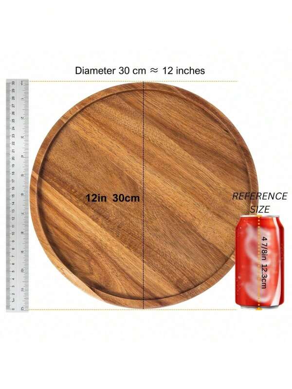 Wooden Plate, Dinner Plate, Rosewood Round Wooden Plate, Unbreakable Classic Plate, Easy To Clean And Lightweight, Suitable For Cheese, Appetizers, Appetizers And Desserts, Dinner Plate, Decorative Tray, Bathroom Or Kitchen Countertop, Home Decor, Coffee Table - Suitable For Christmas, Halloween, Thanksgiving Tableware, Snacks, Desserts, Housewarming, Christmas Gifts, Halloween Gifts