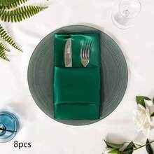 8/24pcs Square Satin Dinner Napkins, Silky Soft Smooth Decorative Napkins, Suitable For Restaurant, Wedding, Party, Home, Celebration, Christmas, Thanksgiving, Halloween Decor - Multicolor - View 16
