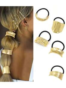 Set da 7 pezzi/6 pezzi/5 pezzi/1 pezzo di fermagli per capelli in metallo minimalisti, elastici per coda di cavallo, elastici per capelli, scrunchies, corda per capelli elastica, accessori per capelli, regali
