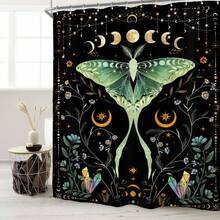 Bộ rèm tắm hình mặt trăng, chòm sao bí ẩn, chiêm tinh, lưỡi liềm màu be, Tarot, rèm phòng tắm polyester phù thủy kèm 12 móc, kích thước 60x72in, rèm tắm chống nước, có thể giặt bằng máy, kích thước 66x72in, rèm phòng tắm mềm mại kèm 12 móc, kích thước 36x72in, rèm phòng tắm khô nhanh, trang trí phòng tắm - Màu xanh mòng két - Xem 2