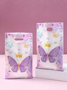 50个紫色蝴蝶手提包礼品袋，蝴蝶生日派对礼品包装袋，婚礼派对包装袋，生日礼品袋，派对袋，生日礼品包装用品，生日派对用品，生日装饰，生日礼品填充袋，塑料袋，一周岁生日派对用品，派对礼物，生日快乐，女孩生日，蝴蝶装饰，婴儿派对装饰