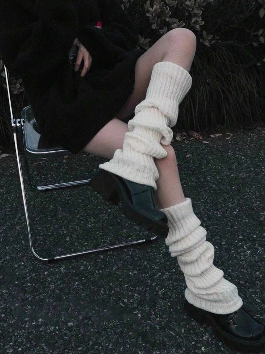 女士超大针织大象图案过膝袜，舒适保暖，适合日常穿着，JK风格腿套，芭蕾舞腿套，秋冬季舒适保暖。