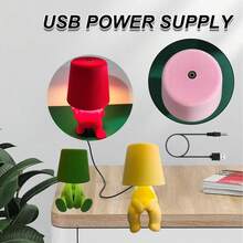 Touch Control Bedside Table Lamp - Color Changing LED Desk Light With Soft Fabric Shade & Gold Deco, Stylish Accent Lighting For Bedroom/Office - Màu xanh lam - Xem 2