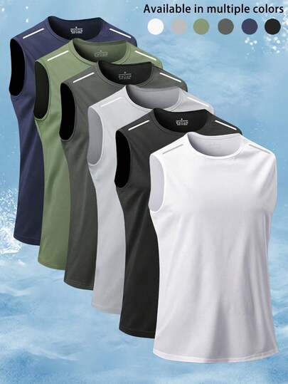 Men's Sleeveless Quick-Dry T-Shirt, Basketball Training Fitness Top Singlet, Summer