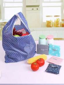 3/1pc Foldable Shopping Bag, Large Capacity, Foldable, Portable, Fashionable, Waterproof, Durable, Reusable Polyester Tote Bag, Unique Design, Large Capacity Shopping Bag, Suitable For Supermarket Shopping, Travel, Vegetable/Fruit/Furniture/Toy Storage, Display Storage Bag, Portable Storage Pouch, Reusable Polyester Shoulder Bag