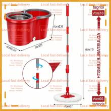 Local Devery-1 Set, Spin Mop Bucket With Wringer Set, Mop And Bucket 360°Spinning System With Microfiber Mop Refills, 61" Stainless Steel Adjustable Handle For Floor Cleaning