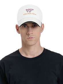 Virginia Tech Logo Design  Vintage Baseball Cap, Washed Denim Adjustable Size, Casual Headwear | Denim Fabric Hat, Unisex Gifts - 白色 - 查看 8