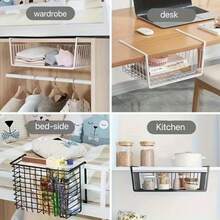 Multi-Layer Hanging Storage Basket, Suitable For Dorm, Wardrobe, Desk, Kitchen Spice Rack, No Installation Required, Space-Saving, Easy Assembly, Versatile Storage Basket