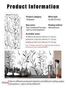 1 Cuộn Giấy dán tường họa tiết hoa mực đen trắng cổ điển 1m/3m/5m, Giấy dán tường có thể tháo rời và tự dính, Giấy dán tường vinyl dùng để trang trí nhà cửa tự làm, Giấy nền phòng, Phòng ngủ, Nhà bếp, Phòng khách, Phòng tắm, Tủ, Giấy dán tường đổi mới đồ nội thất, Miếng dán tường Trang trí phòng Trang trí tường Trang trí phòng khách - Nhiều màu - Xem 12