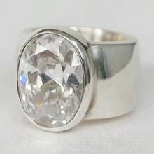 1 件简约宽带戒指，镶嵌闪亮锆石，椭圆形、方形或心形，周年纪念礼物，耐用的日常珠宝，适合派对和庆祝活动 - 戒指 - 查看 3