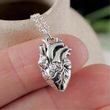 1 Piece Fashion Necklace For Women Gothic Anatomical Heart Pendant Necklace Retro Heart Hip Hop Necklace Punk Style Necklace Fine Jewelry Suitable For Daily Party Birthday Halloween Gift Etc - 復古解剖學心臟吊墜項鍊 - 查看 5