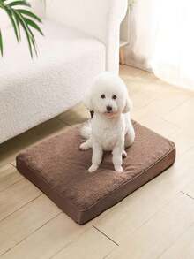 1pc Alpaca Fleece Washable Large Dog Bed, Warm Pet Nest For Winter, Dedicated Dog Sleeping Mat - Coffee Brown - View 6