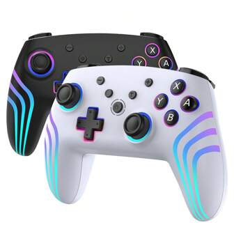 TOPWOLF SWITCH BT Wireless Controller Compatible With Switch/Android/Apple With Six-Axis Body Vibration RGB Dazzling Accessories/Black/White