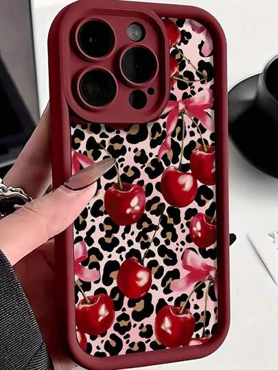 Butterfly, Leopard, Cherry Pattern Shockproof & Drop-Proof  Soft Phone Case Compatible With IPhone Apple 11/12/13/14/12 Pro Max/16 Pro/15/X/XR/7/8Plus, Series Waterproof Scratch-Resistant