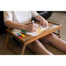 Acacia Wood Rectangular Bed Tray With Stand In Natural Finish Brown, One Size - 1 - 查看 3