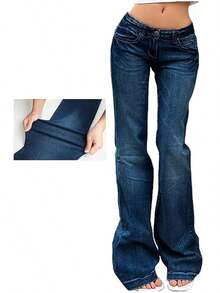 New Fashion Womens Denim Flare Leg Jeans 90s Low Rise Vintage Pants Club Street Style Hot  S M L - C - 查看 1