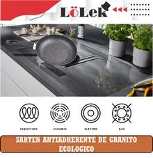 Sartén antiadherente de granito ecológico 24 y 28 cm LoLek, sin PFOA, mango antideslizante, apta para inducción, gas, vitrocerámica y eléctrica, resistente y fácil de limpiar - Negro - Ver 3