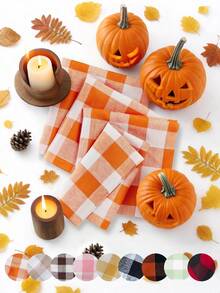 2/6/12 piezas Servilletas de poliéster a cuadros modernos de Halloween y Navidad, adecuadas para restaurante, cocina, cafetería, fiesta festiva, decoración de mesa de comedor, decoración del hogar diaria