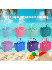 Large Capacity Lightweight EVA Beach Tote Bag With Lightning Bolt Design - Anti-Stain, Open Top, 6 Vibrant Colors - Perfect For Beach, Pool, Boat, Groceries, And Sports, Boat Gear | Casual Tote Design | Lightweight Tote - Multicolor - View 1