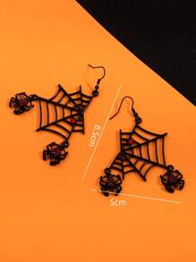 1 Par de Brincos Únicos da Série Halloween com Desenho de Teia de Aranha de Strass, Brincos Versáteis Estilo Punk Pendentes para Mulheres
