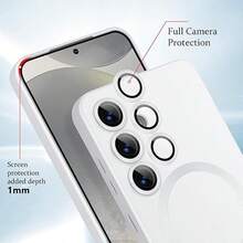 适用于三星 Galaxy S24 S25 S22 S23 Ultra Plus S20 S21 FE Note 20 A35 A55 A05 A15 的奢华磁吸手机壳，采用柔软的 TPU 材质。 - 白色 - 查看 4